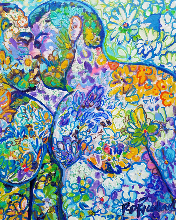 Wild Flower Bears: Kiss in The Garden – Signed Art Print by RD Riccoboni
