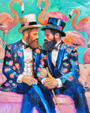 Load image into Gallery viewer, Afternoon Tea at Flamingo Ridge An Adult Science Fiction Fairy Tale. Hand embellished Giclee By Riccoboni