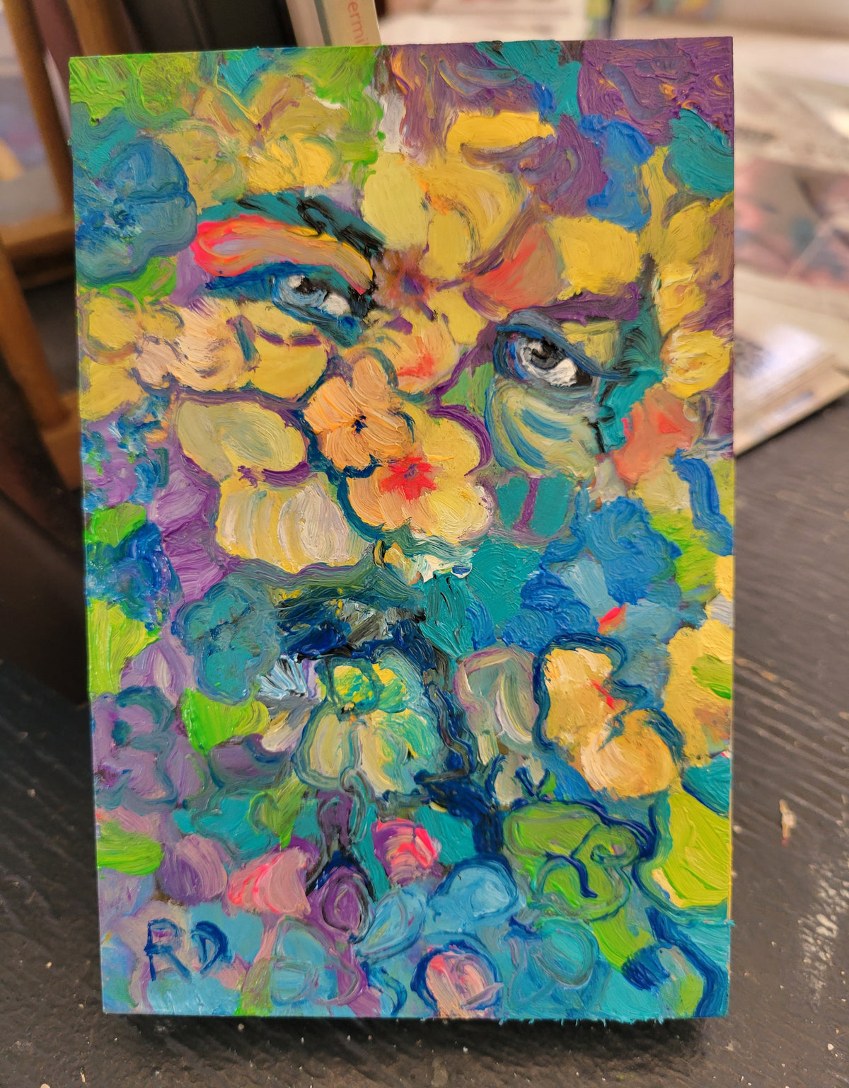 Mini Flower Bear Painting by Riccoboni