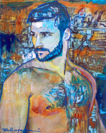 Ocean Beach Buddy – Beefcake Style Signed Art Print by RD Riccoboni