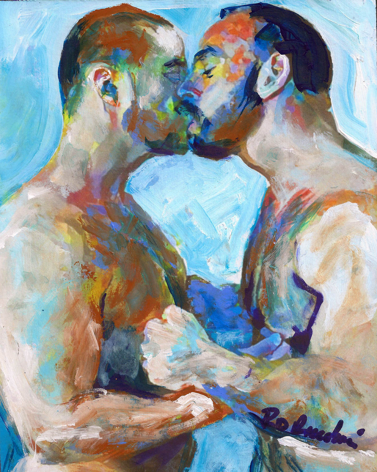 Weekend Down At The Lake – Beefcake Bear Couple Signed Print by RD Riccoboni