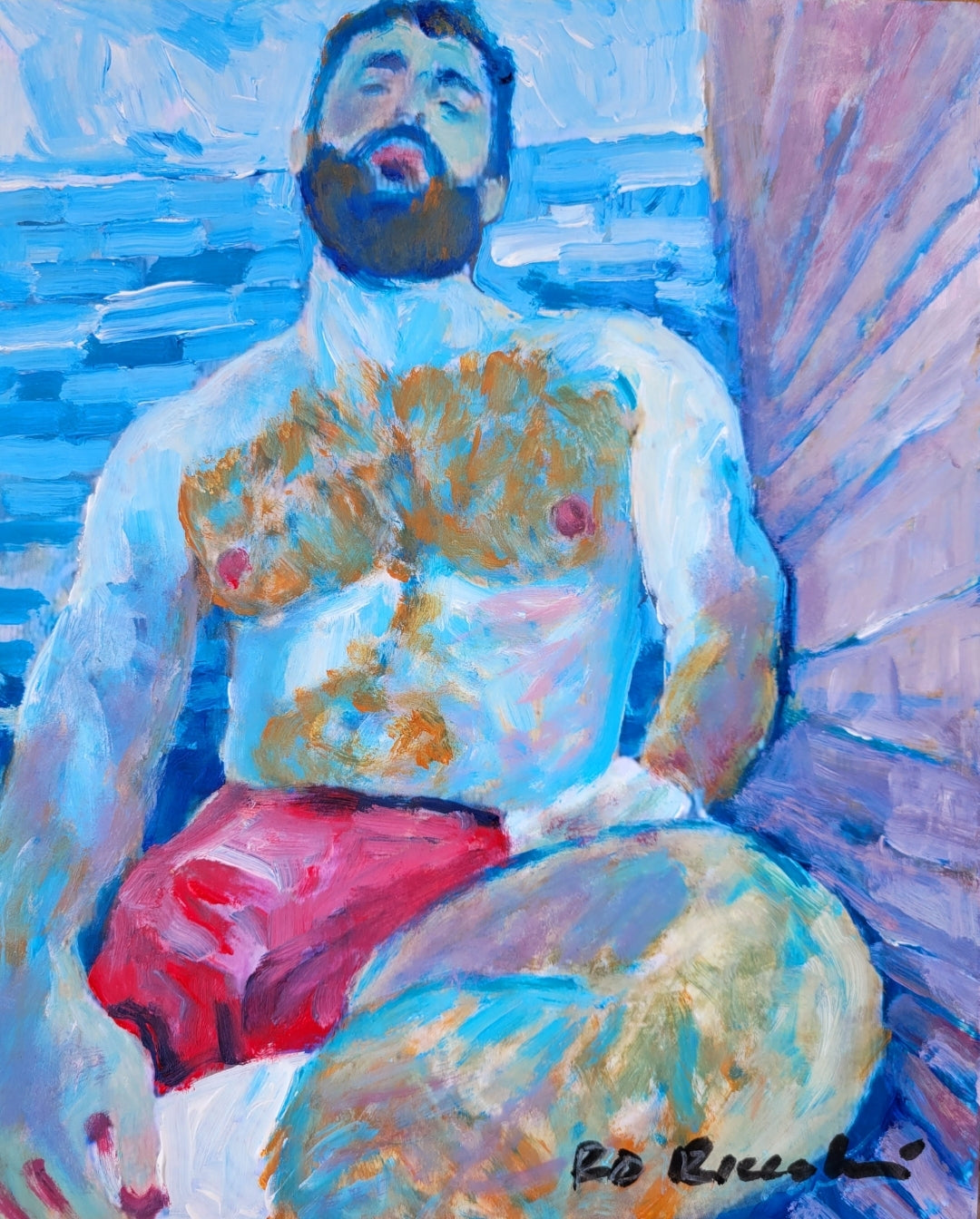 In the Blue Zone – Beefcake Style Signed Art Print by RD Riccoboni
