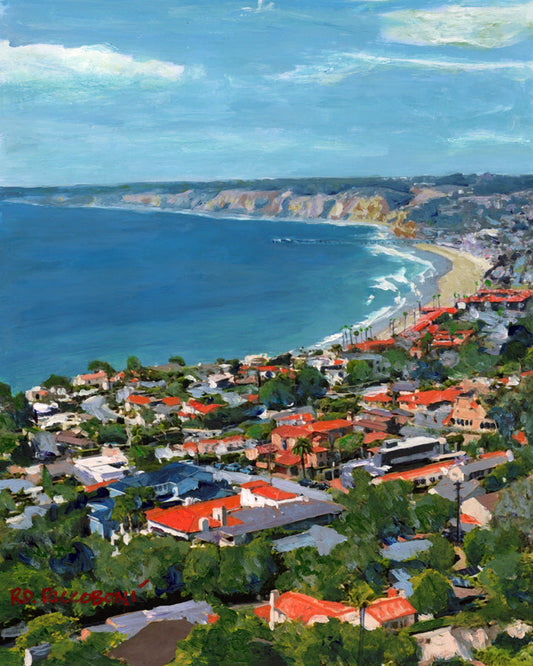 La Jolla Rooftops, mixed media on canvas, 24 x 32 inches, by RD Riccoboni