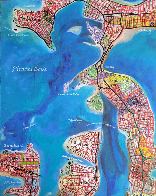 Pirates Cove - Beartropolis Fantasy Flyover Map By Riccoboni - Signed Prints