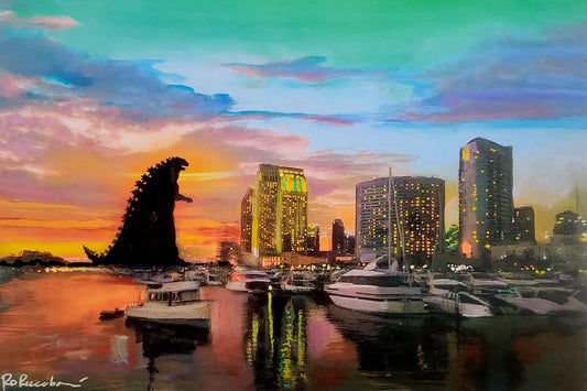 Everybody Loves San Diego – Zilla at the Embarcadero | Signed Art Print by RD Riccoboni