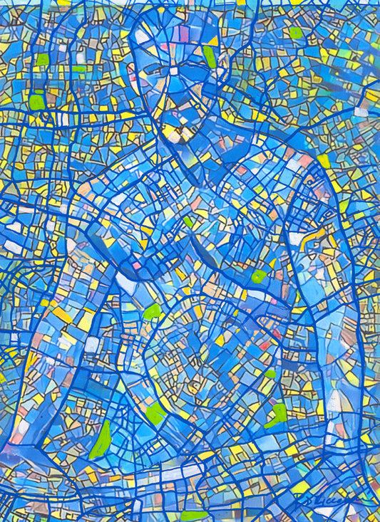 Atlantis Fantasy Flyover City Map - Beartropolis Style signed artist painting print