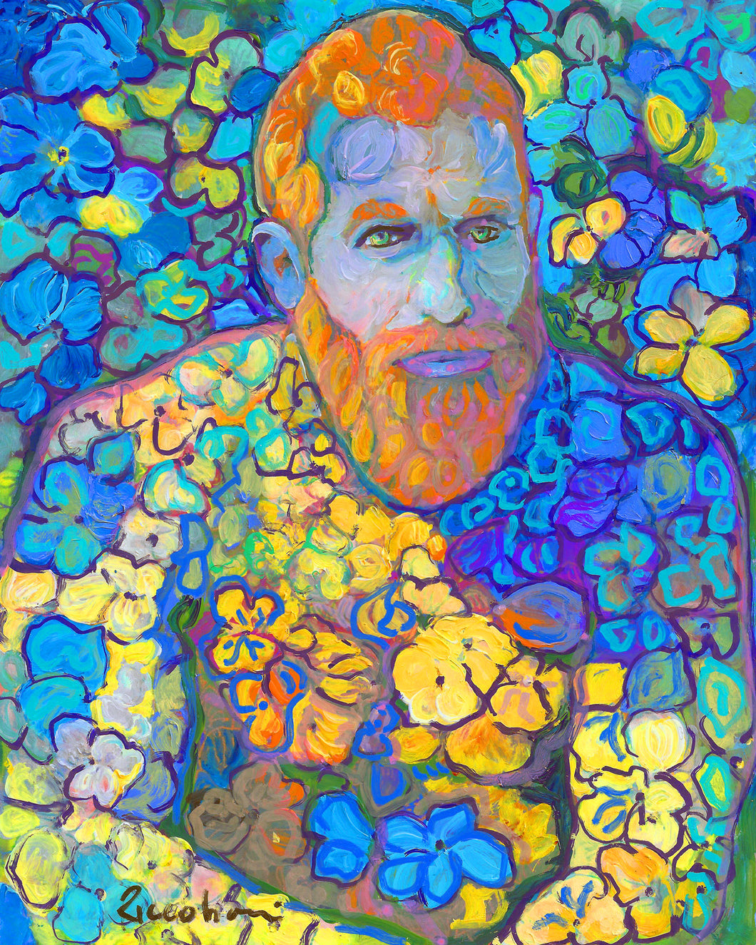 Flower Bear Vincent, the Fire Island Van Gogh - Flower Bear Style signed painting print