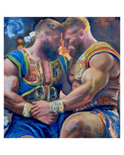 Load image into Gallery viewer, Wilz and Carmel, Intergalactic Knight Of The Vermillion Rose.  A Pulp Science Fiction Men in Art Print By Riccoboni
