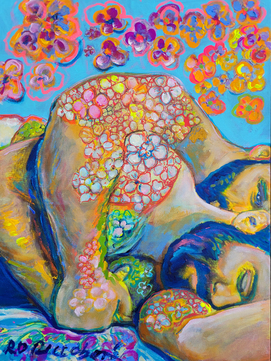 Spoonful – Original Flower Bear Painting by RD Riccoboni