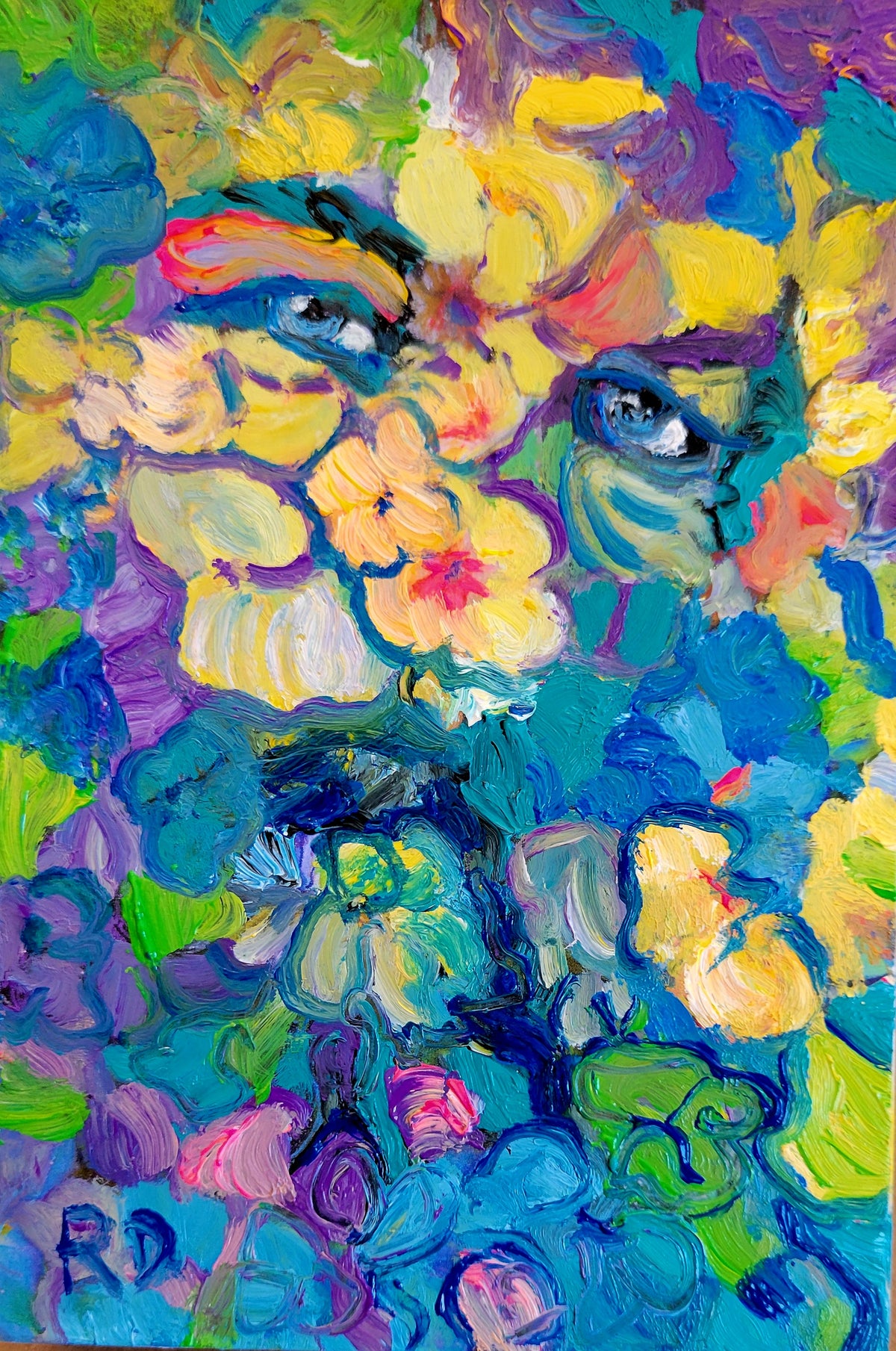 Mini Flower Bear Painting by Riccoboni