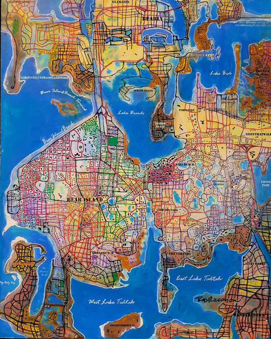 Bear Island Beach - Beartropolis Fantasy Flyover Map By Riccoboni - Signed Prints