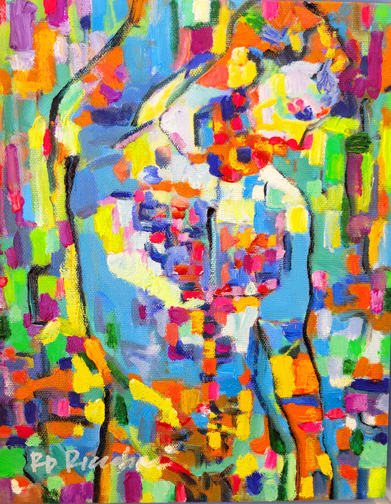 Calico - Geometric Impressionist style Male Portrait in rainbow colors - Beartropolis Collection
