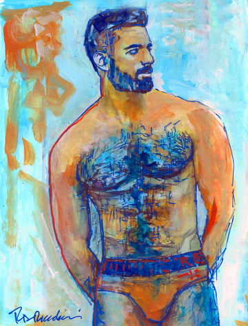 Coronado Beach Bear – Beefcake Style Signed Art Print by RD Riccoboni