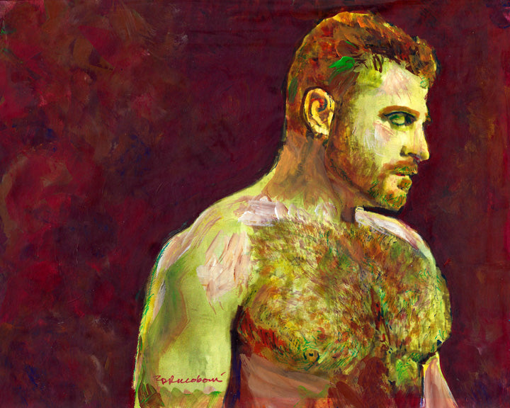 Ginger Bear - Beefcake Style signed painting print
