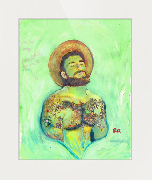 The Reinvention Of Spring - Flower Bear Beefcake Style signed painting print