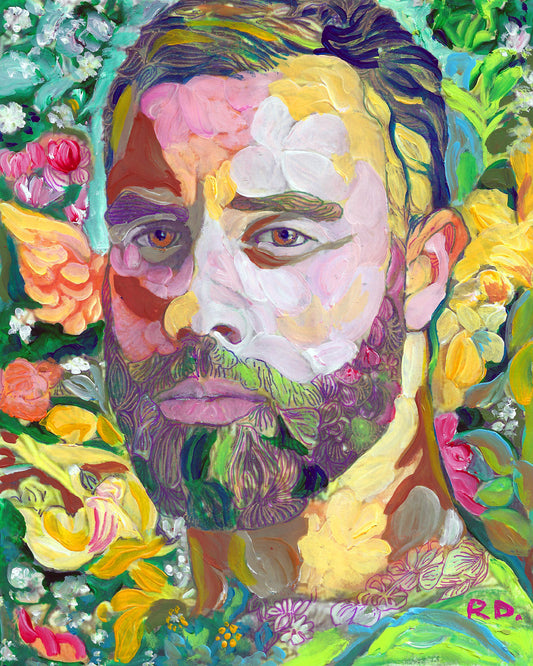 Winged Victor – Surreal Flower Bear Portrait | Signed Art Print by RD Riccoboni