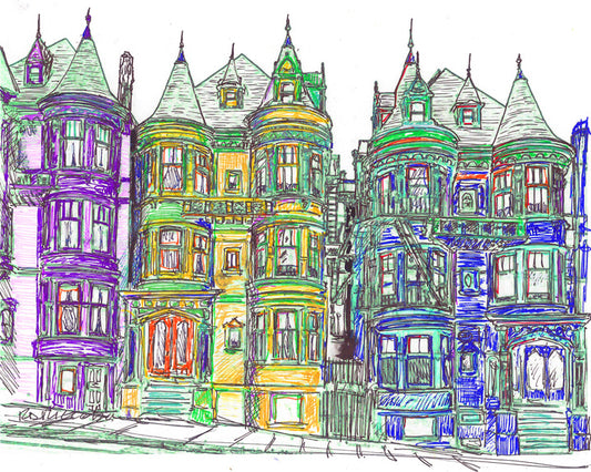 Victorian Row Houses San Francisco – Signed Art Print by RD Riccoboni