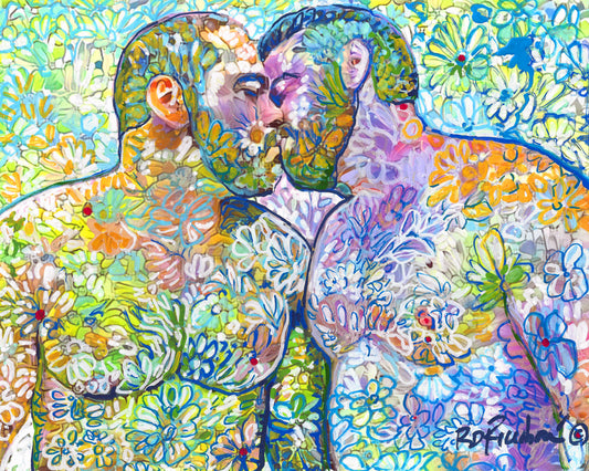 Wildflower Bears - Beefcake Flower Bear Style signed painting print