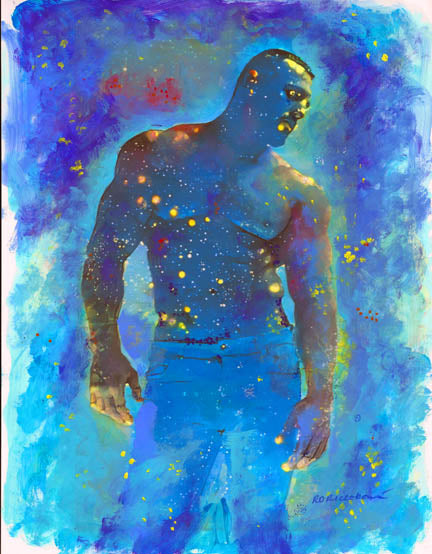 Star Man signed mythical style artist painting print