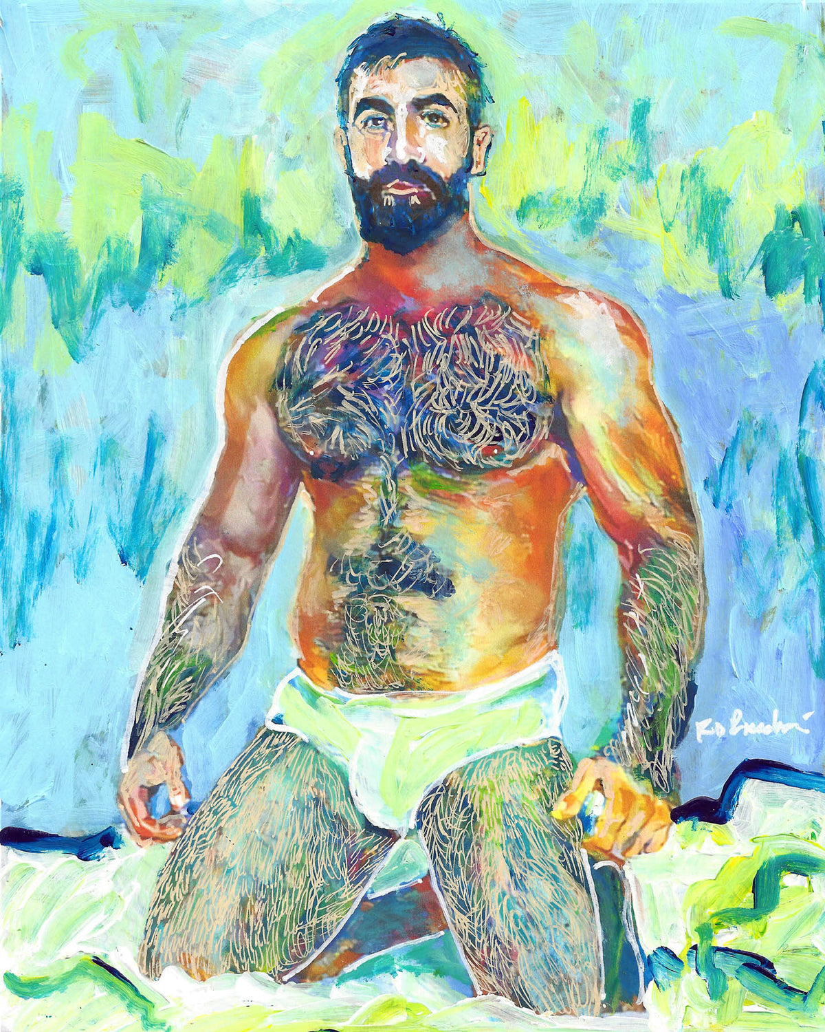 Love Insurance - Beefcake Painterly Style hand signed art painting print