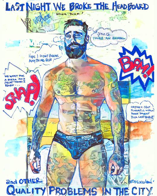 Pop Art Style! Gays Are Most Powerful Within Three Days of Their Last Haircut  - Beefcake Painterly Style signed painting print