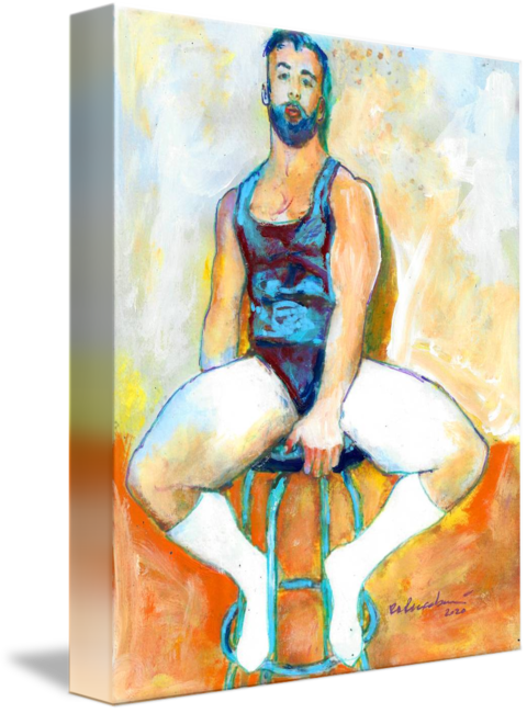 Baby Bear in Socks  - Beefcake Painterly Style hand signed art painting print