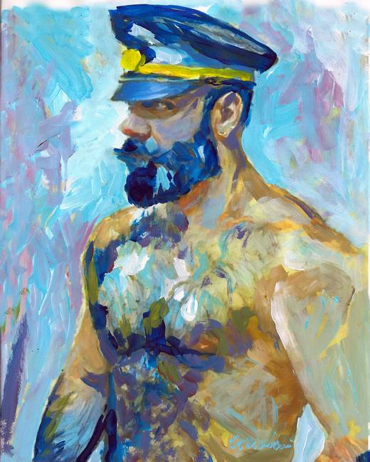 Captain Right On Time - Beefcake Style signed painting print