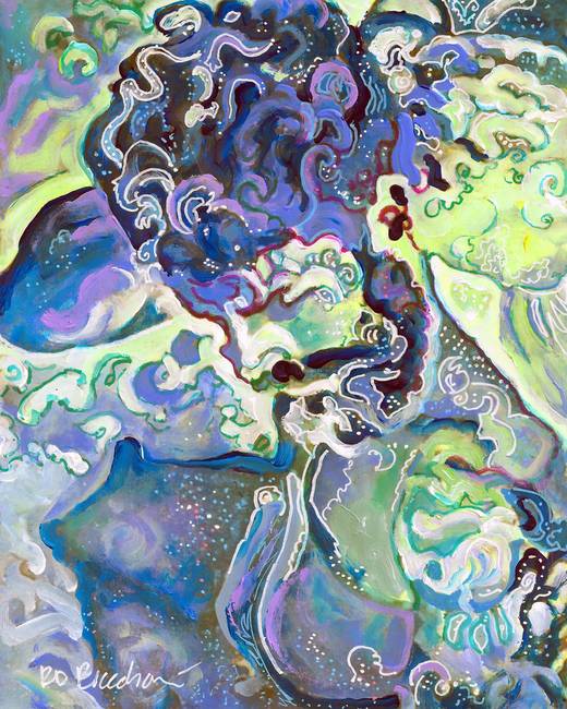 Sleeping Poseidon signed mythical style artist painting print
