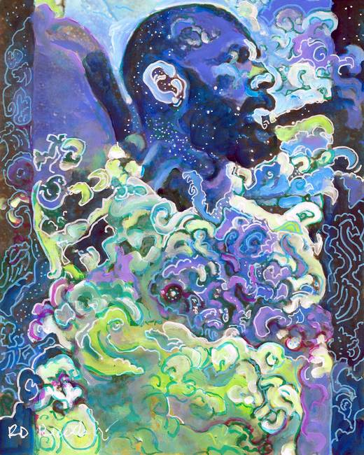 Triton Awakens signed mythical style artist painting print