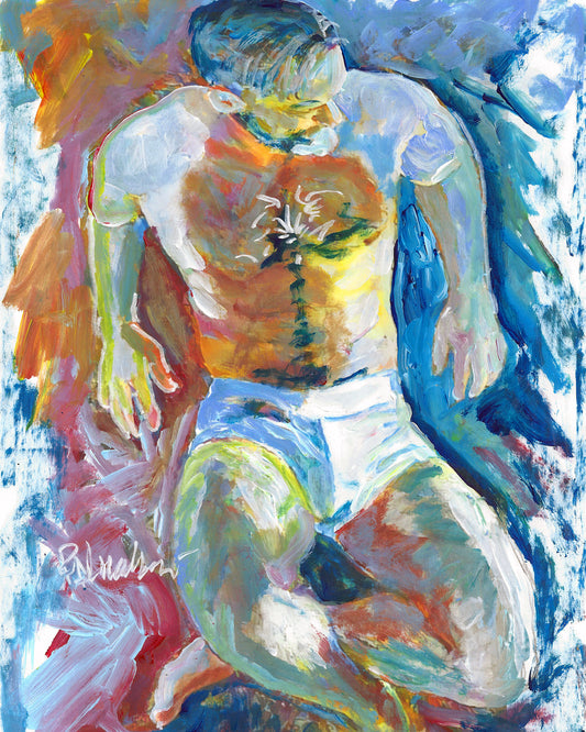 Windswept  - Beefcake Painterly Style signed painting print