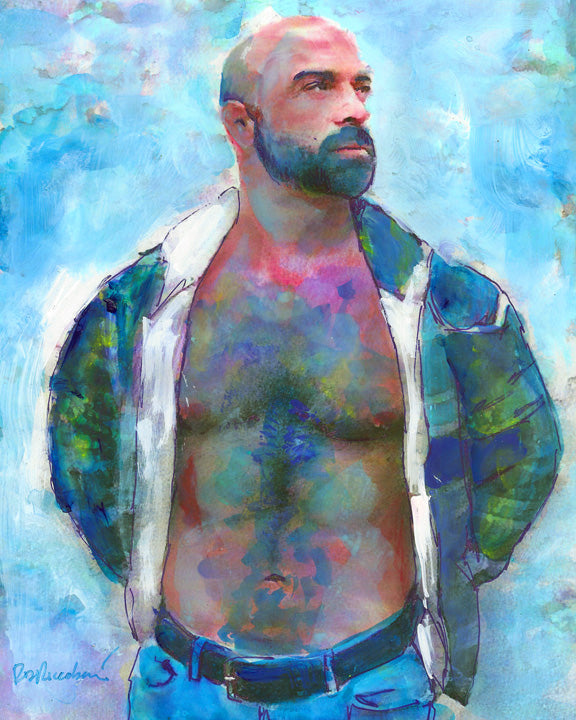 Spring Turns To Summer - Beefcake Painterly Style signed painting print by Riccoboni