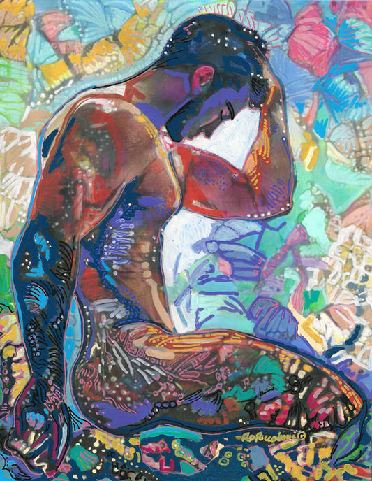 The MerMan of The Sea Mythical Style signed painting print