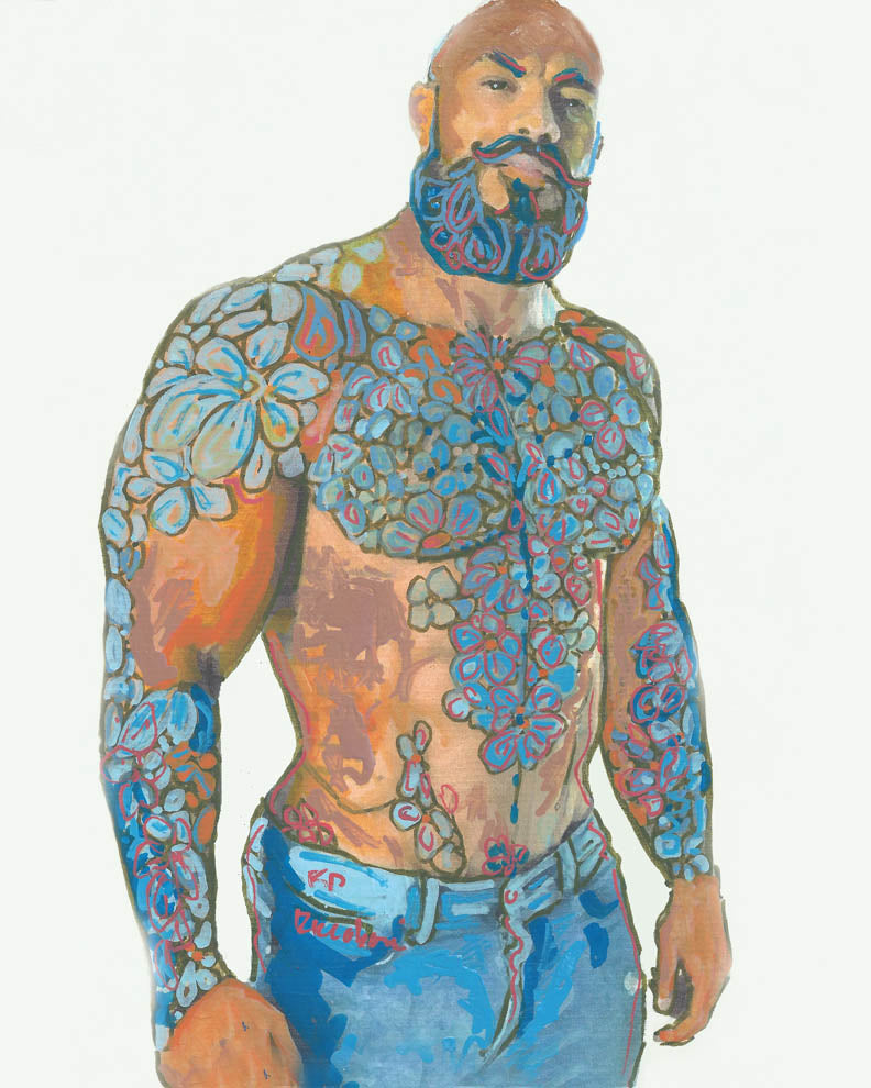 Solstice – Beefcake Flower Bear Portrait | Signed Art Print by RD Riccoboni
