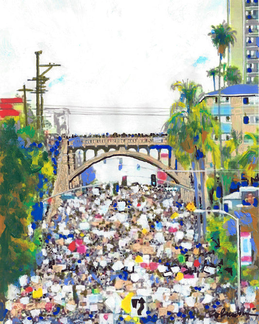 Voices Rising - Black Lives Matter Protest March San Diego Painting by RD Riccoboni