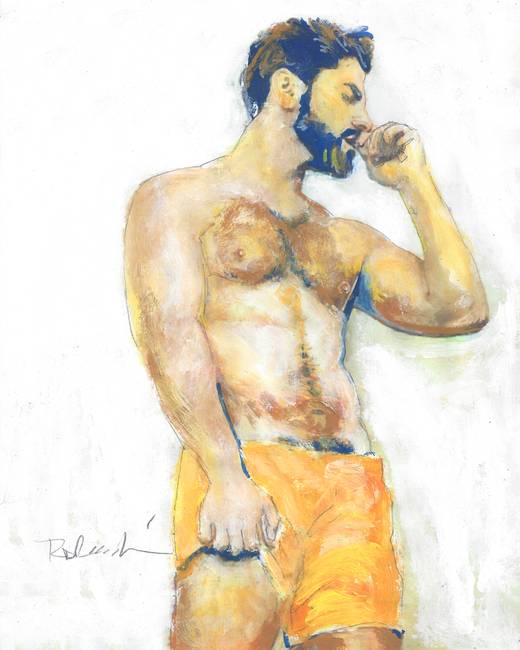 Trying To Find Certainty - Beefcake Painterly Style signed painting print