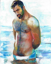 Load image into Gallery viewer, Sea Wolf - Beefcake Painterly Style signed painting print
