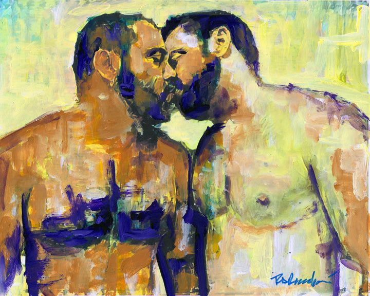 Sealed With A Kiss - Beefcake Bear Style signed painting print