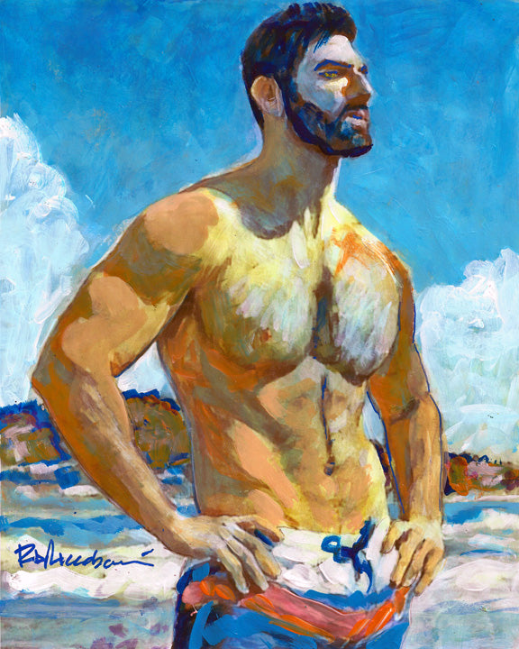 La Jolla Shores - Beefcake Painterly Style signed painting print