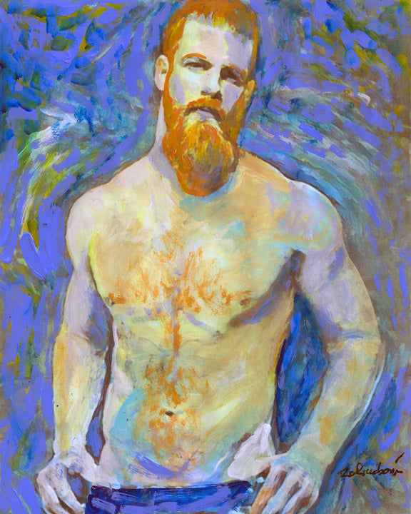 Ocean Beach - Beefcake Style signed Original Mixed Media Painting