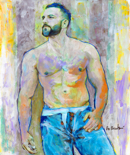 Solana Beach Man original Beefcake painting