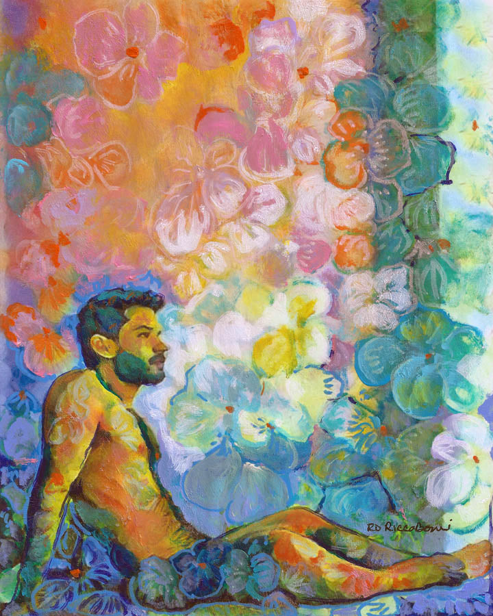 The Garden Dreamer  - Surreal Flower Bear Style signed painting print