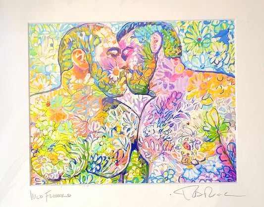 Wild Flower Bears- Handsome Flower Bear Couple Mini Print