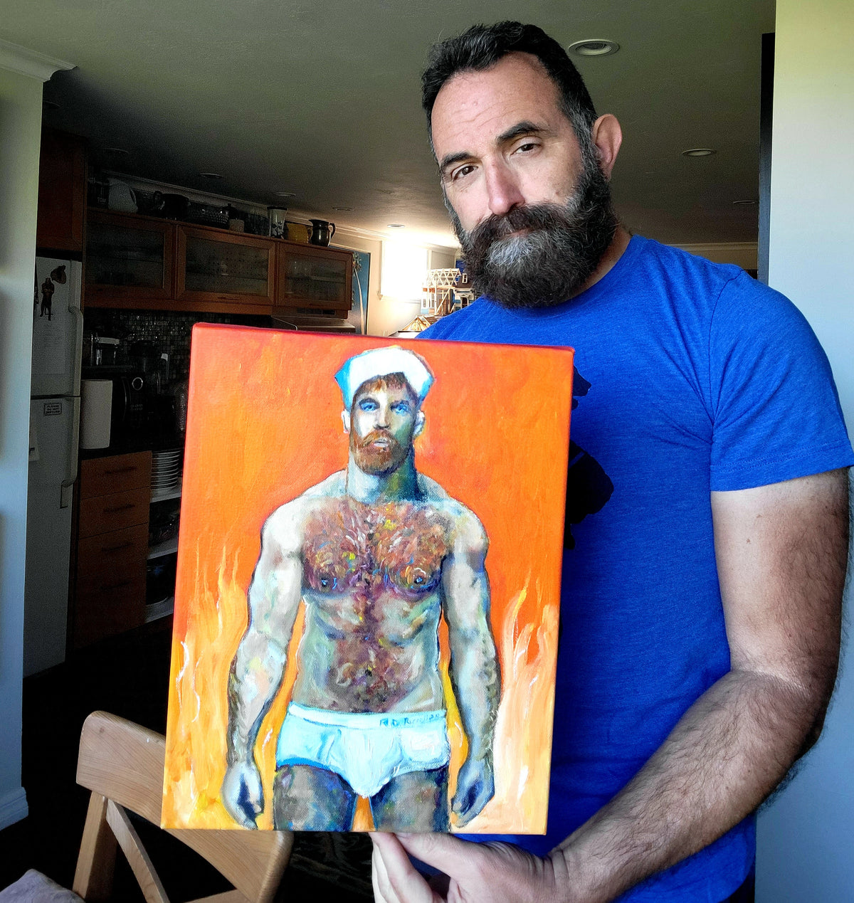 Tangerine Boiler Room Sailor - Beefcake Style Original Painting
