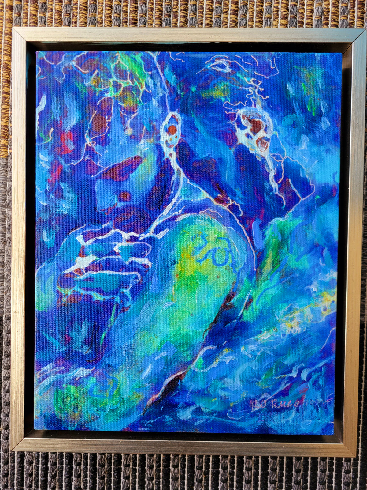 Aqua Men – Original Hand-Embellished Canvas Painting by RD Riccoboni
