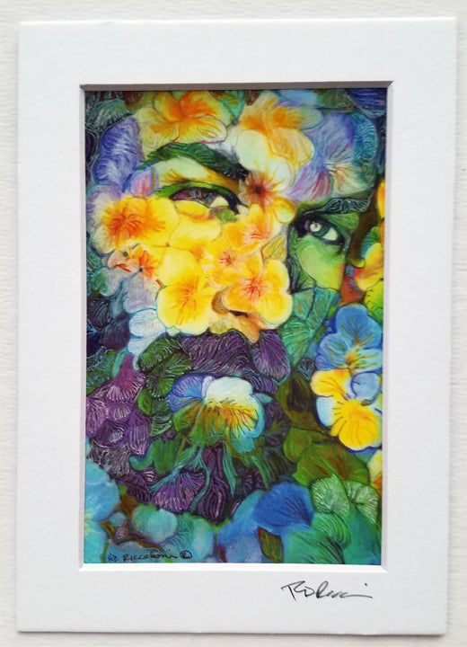 Garden Flower Bear – Self Portrait Mini Print by RD Riccoboni