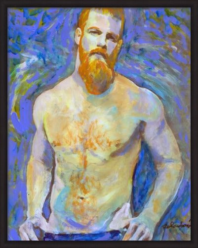 Ocean Beach - Beefcake Style signed Original Mixed Media Painting