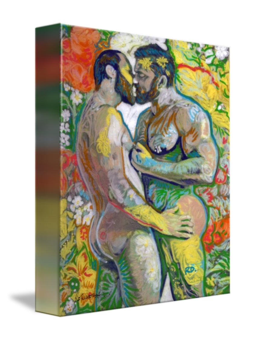 Flower Bear Heaven - Beefcake Flower Bear Style signed painting print