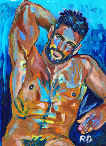 Blue Sunday - Beefcake Painterly Style signed painting print