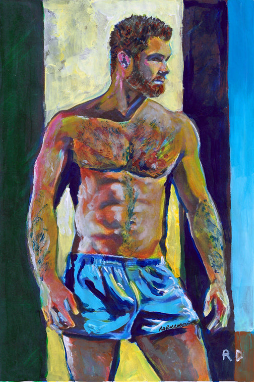 Surf City - Beefcake Painterly Style hand signed art painting print